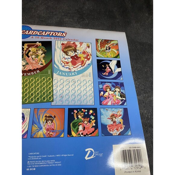 Vintage 2002 Cardcaptors Anime Calendar Rare Unique Art Tv Show Series USED - Picture 6 of 7
